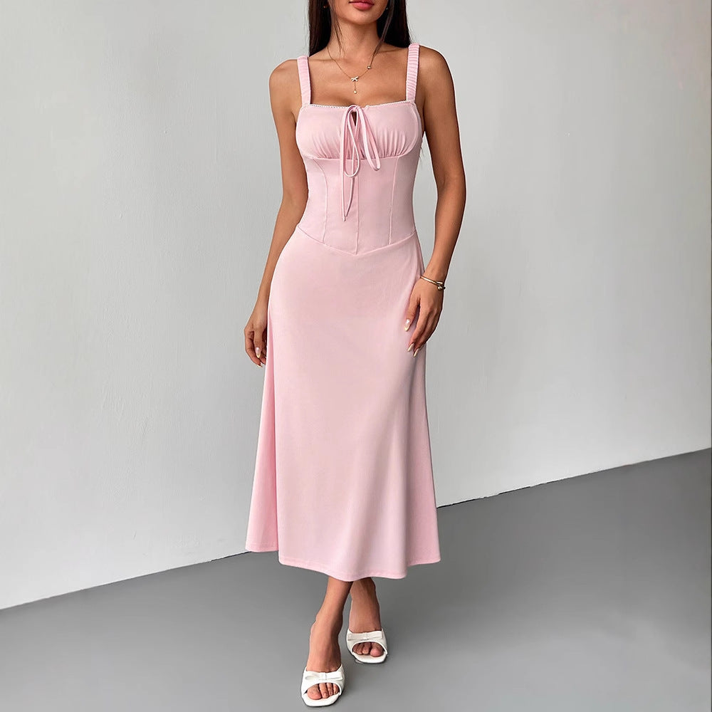 Damen Maxikleid mit formschöner Schnürung und eleganten Trägern R&B
