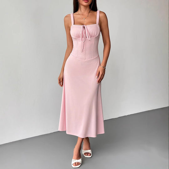 Damen Maxikleid mit formschöner Schnürung und eleganten Trägern R&B