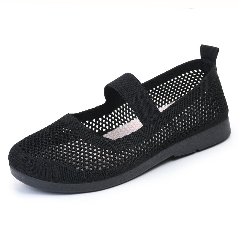 Damen Strick-Ballerinas mit elastischem Riemen R&B