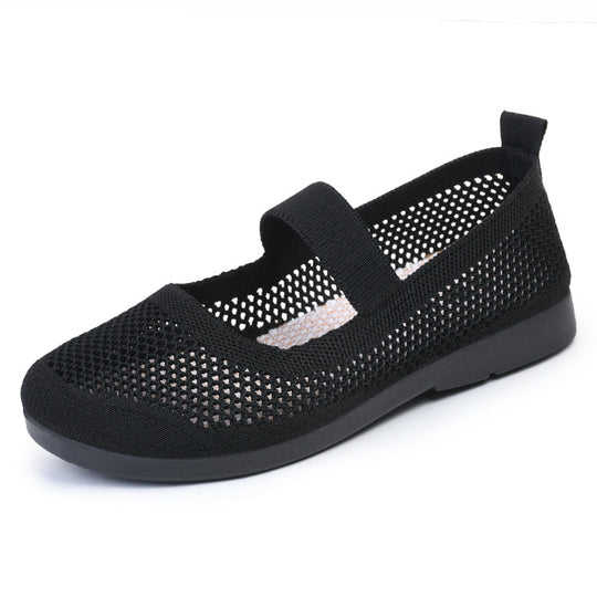 Damen Strick-Ballerinas mit elastischem Riemen R&B