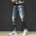 Herren Zerrissene Slim Fit Jeans im lässigen Stil R&B
