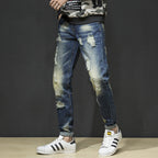 Herren Zerrissene Slim Fit Jeans im lässigen Stil R&B