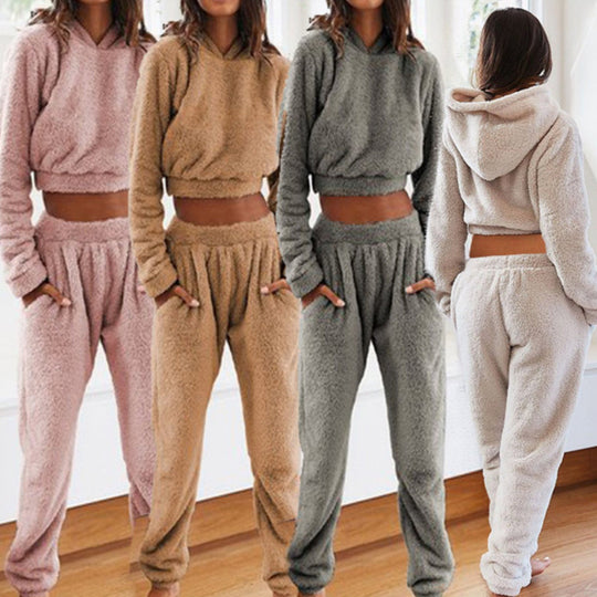 Damen kuscheliges Lounge-Set aus weichem Fleece R&B