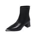 Damen elegante Stiefeletten mit spitz zulaufendem Design und blockiertem Absatz R&B