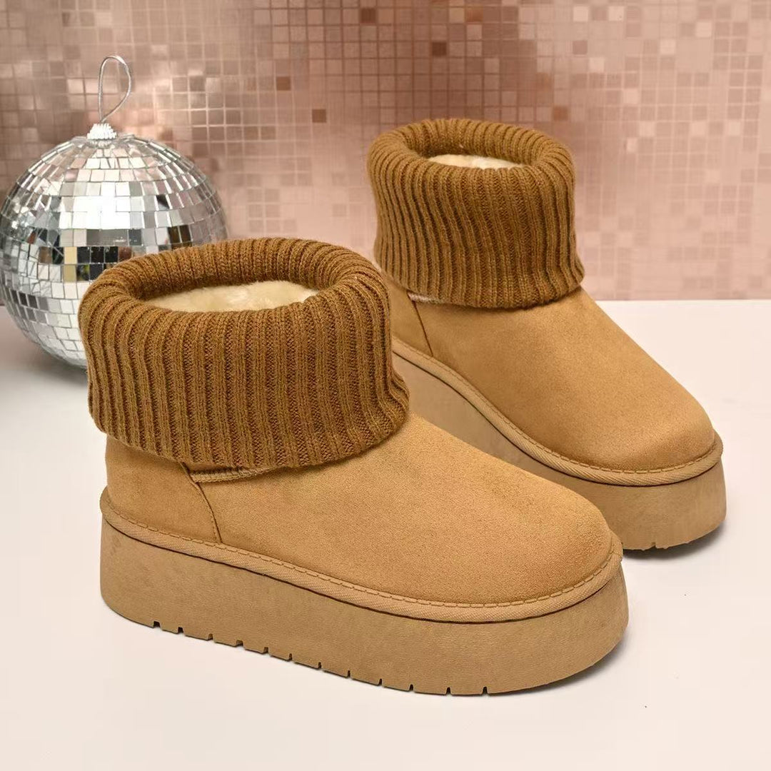 Damen Modische Winterstiefel aus weichem Wildleder mit elastischem Strickrand R&B