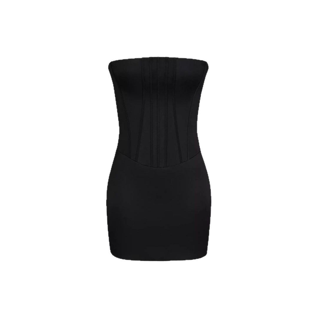 Damen figurbetontes Minikleid mit Tube-Oberteil und Korsett-Design R&B
