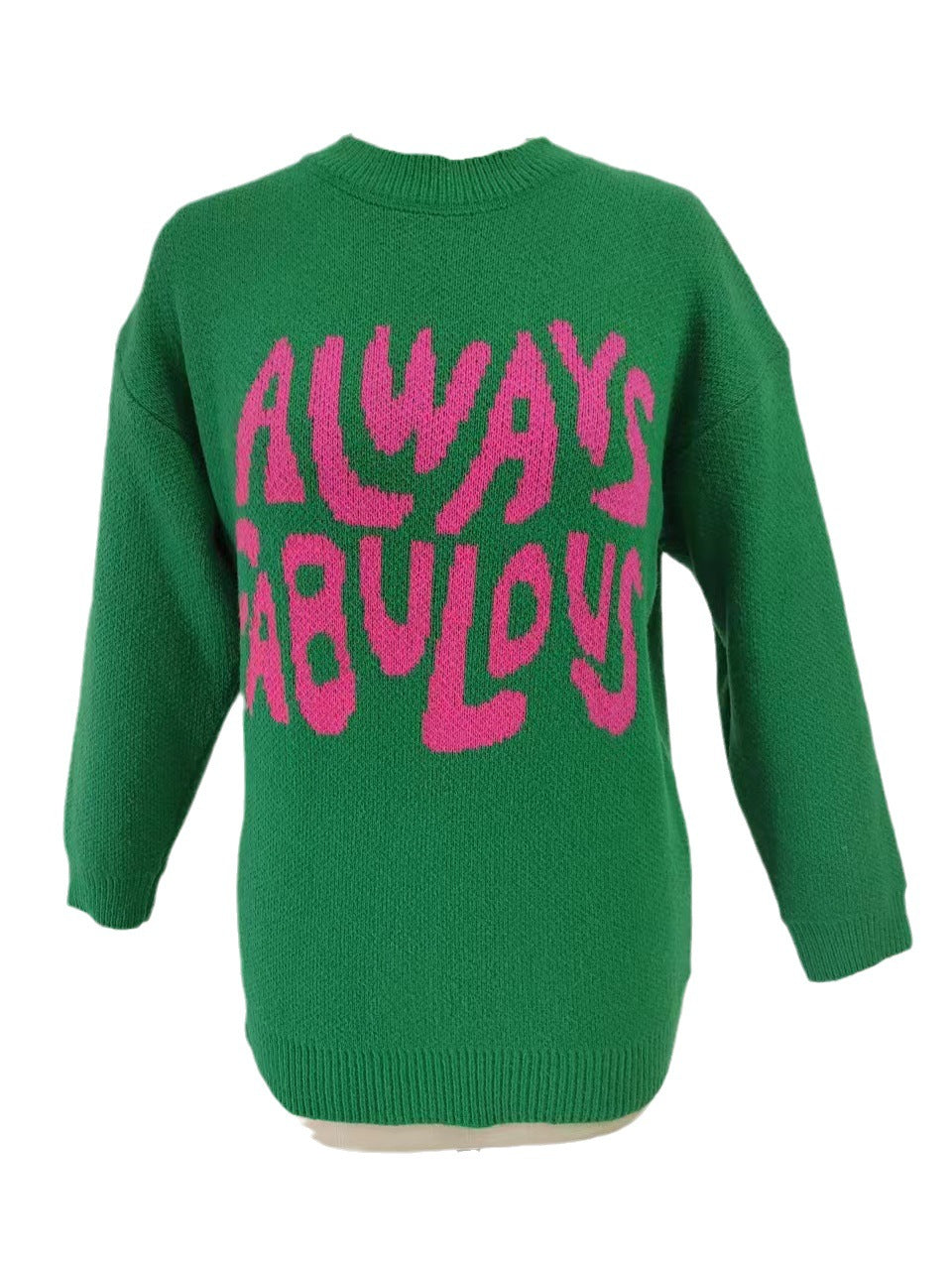 Damen lässiger Pullover mit auffälligem Schriftzug und luftiger Passform R&B