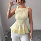 Damen Peplum-Top mit floralen Details