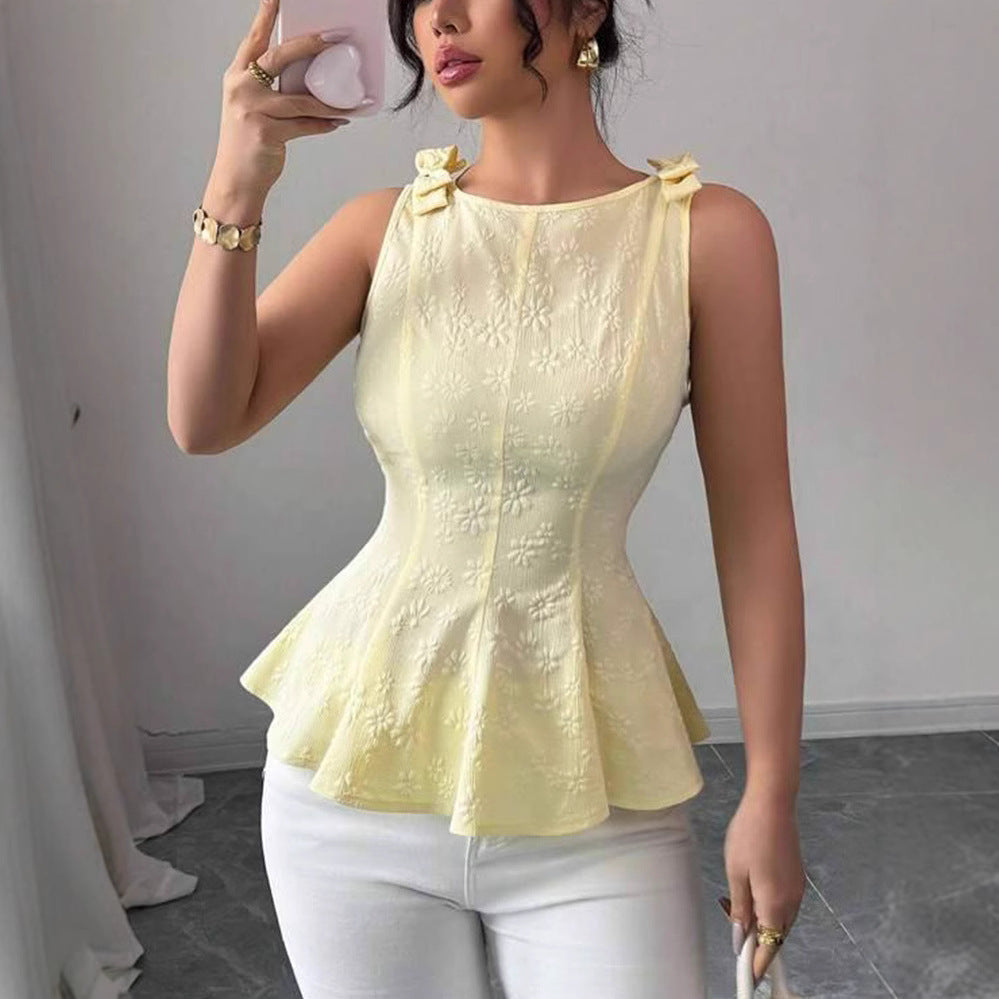 Damen Peplum-Top mit floralen Details