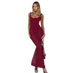 Damen Figurumspielendes Maxikleid mit tiefem Ausschnitt und elegantem Stretchmaterial R&B
