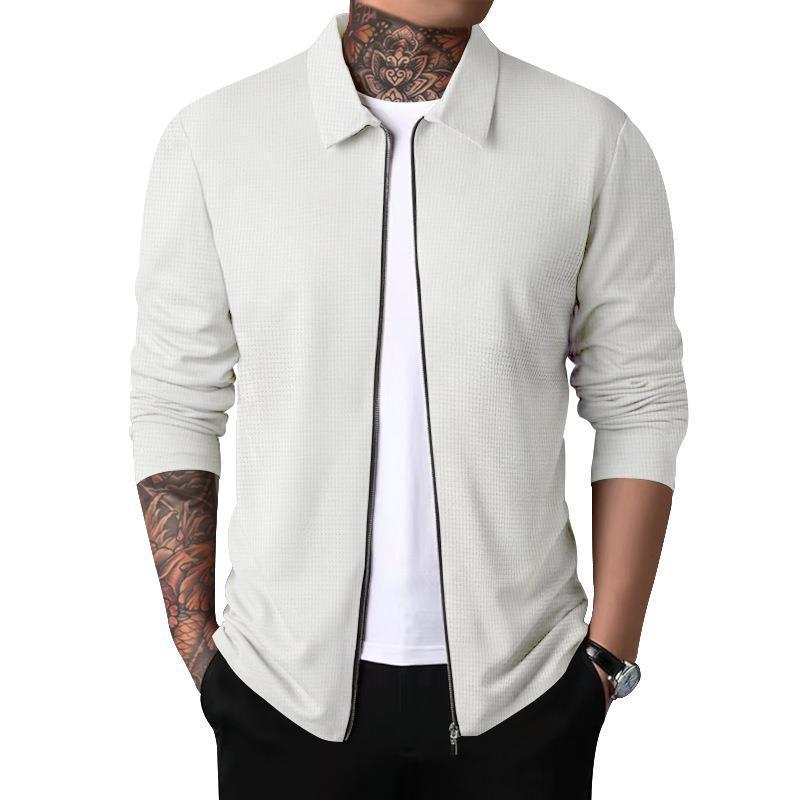 Herren Freizeitjacke mit durchgehendem Reißverschluss und strukturiertem Gewebe R&B