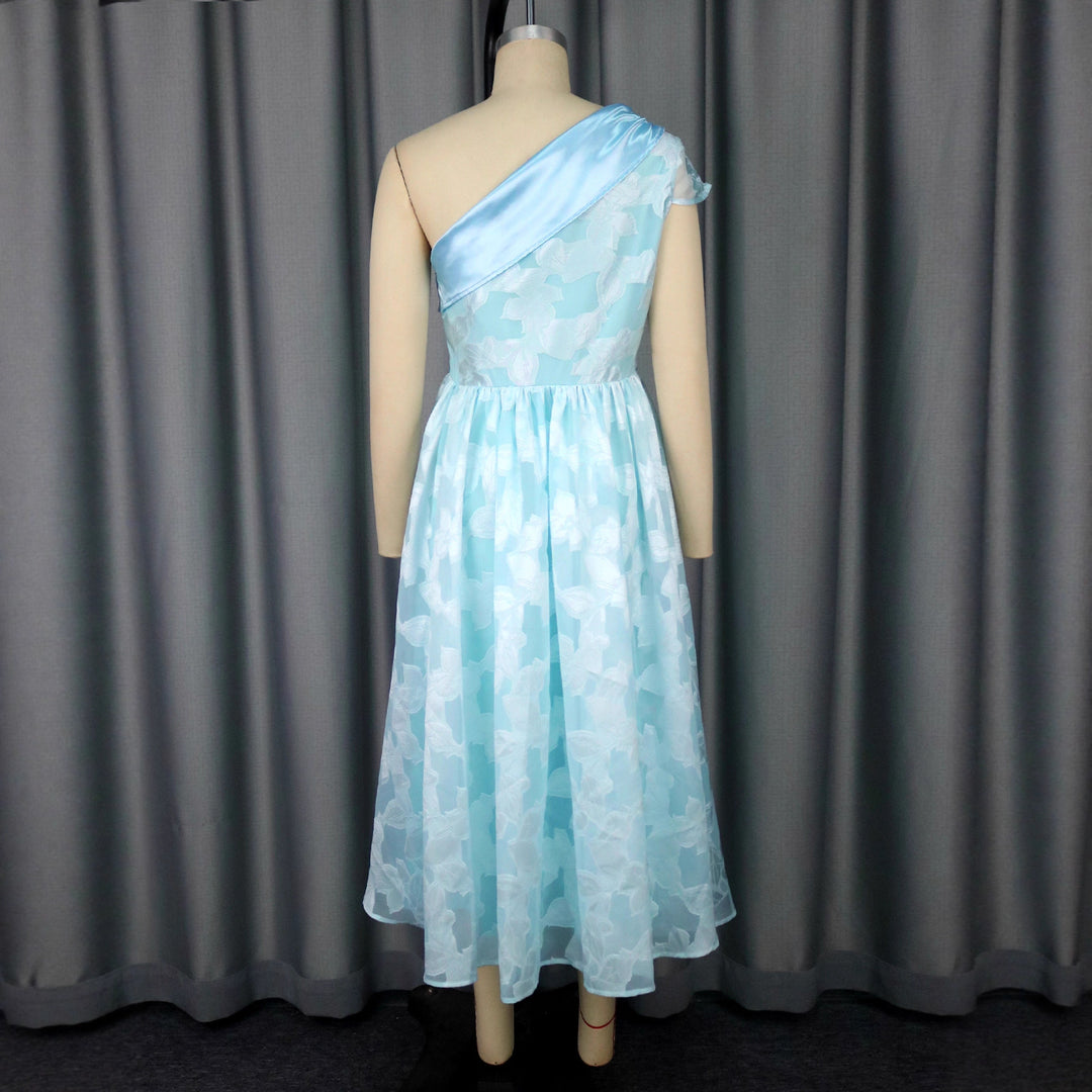 Damen Chiffon Abendkleid mit asymmetrischem Ausschnitt R&B
