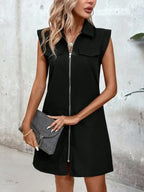 Damen vielseitiges Taillenkleid mit Reißverschluss und Taschen R&B