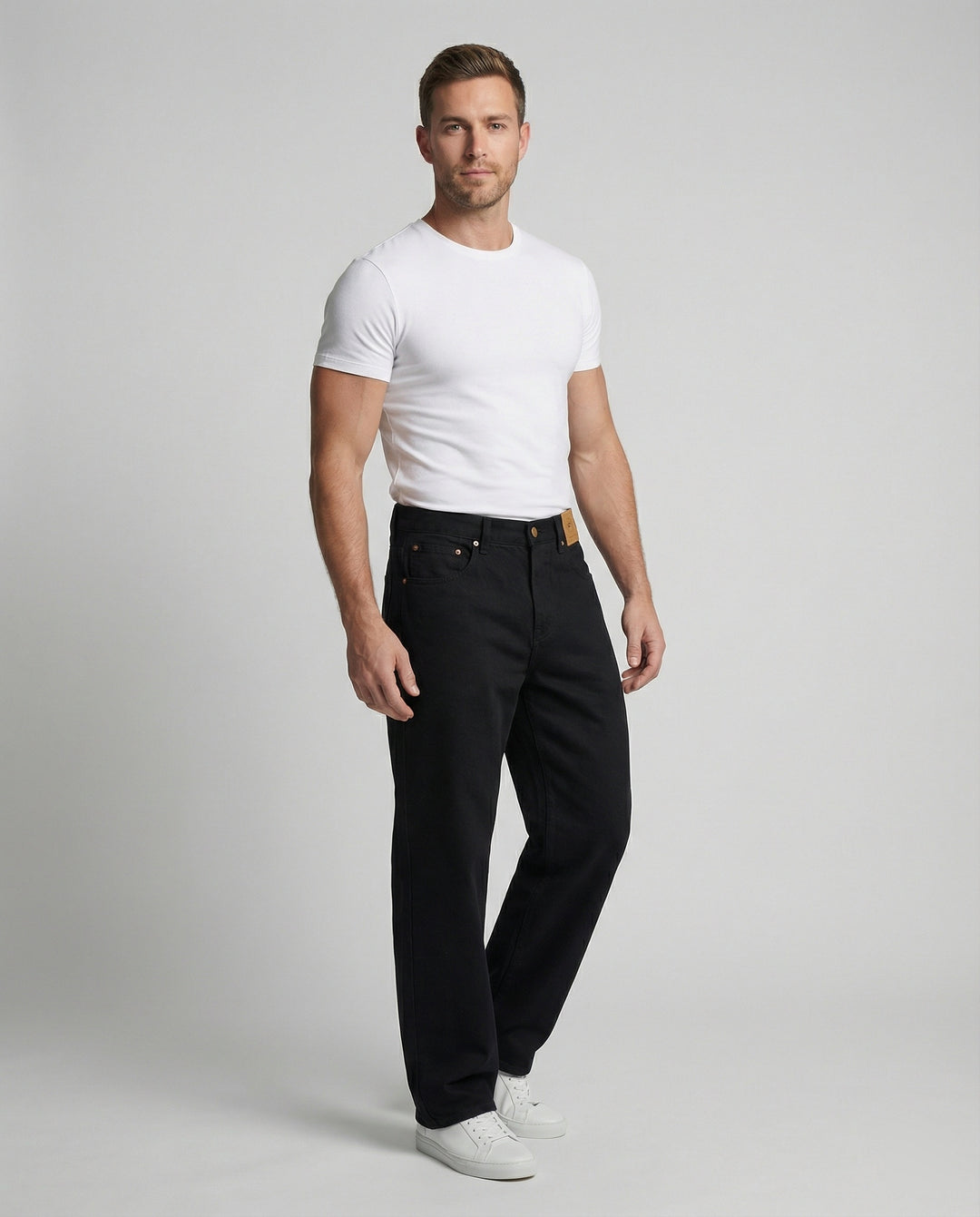 Locker geschnittene schwarze Jeans im American Retro Style Unisex