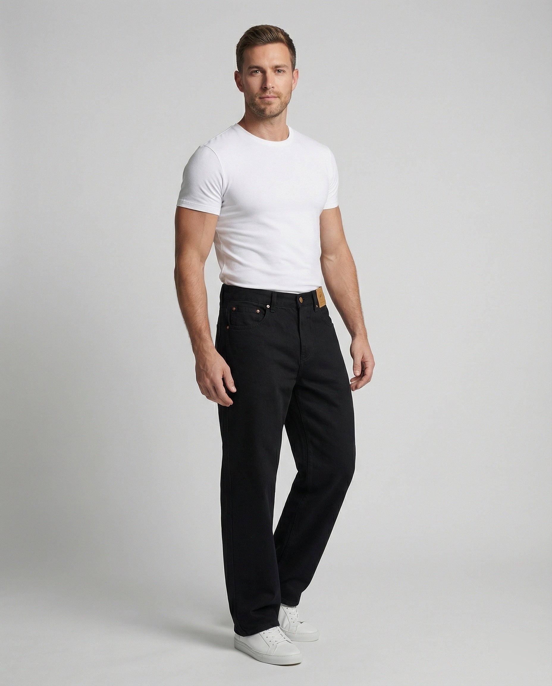 Locker geschnittene schwarze Jeans im American Retro Style Unisex