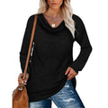 Damen lässiges Langarmshirt mit klassischem Wasserfall-Ausschnitt