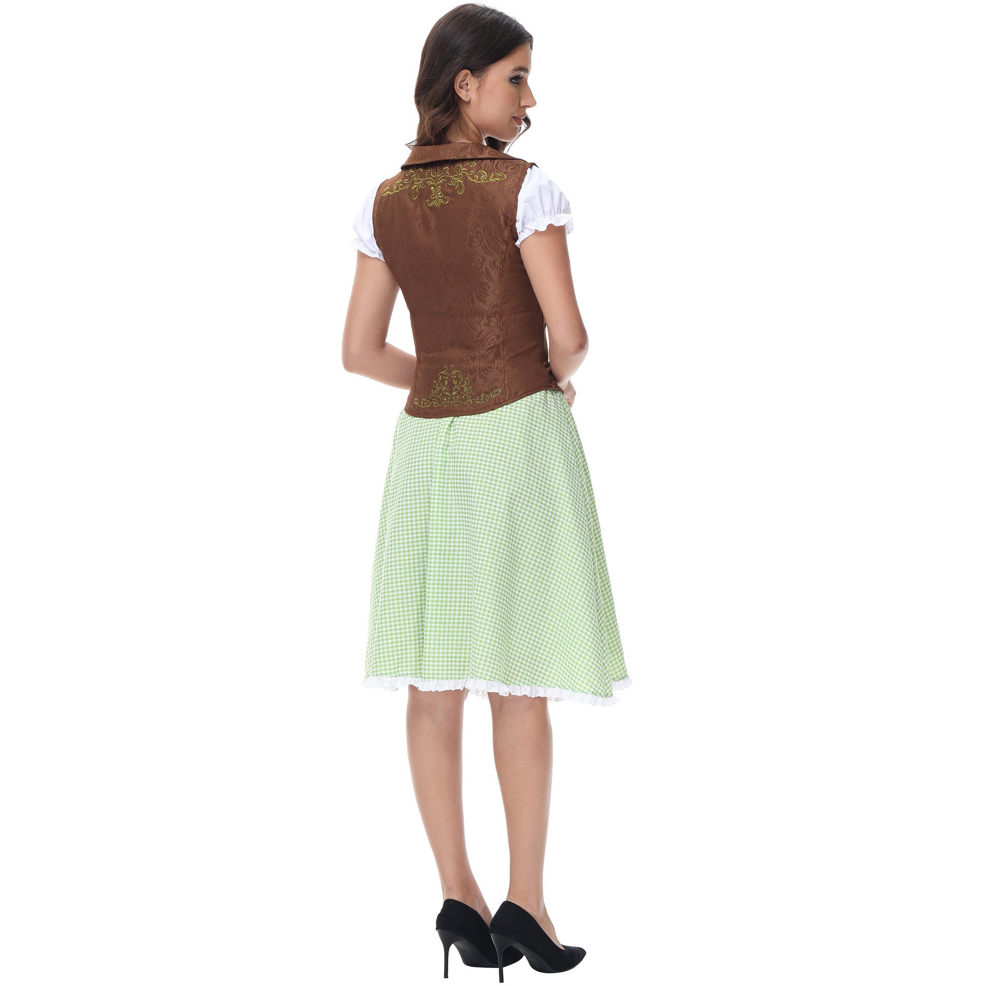 Damen Trachtenkleid mit detailverliR&Btem Oberteil und romantischen Rüschen R&B