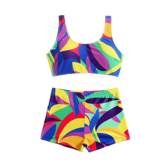 Damen Sportliches Bikini-Set mit farbenfrohen Grafiken R&B