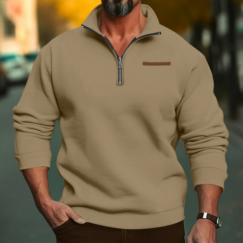 Herren Kapuzenpullover mit halbem Reißverschluss und komfortabler Passform R&B