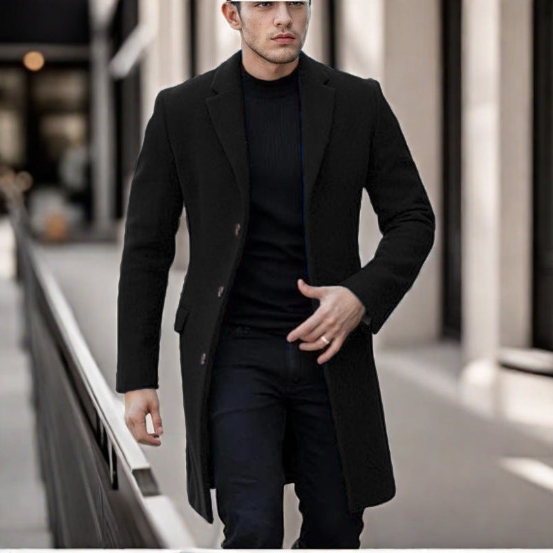 Herren eleganter Wollmantel mit schmalem Schnitt R&B