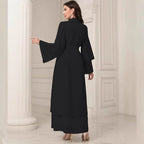 Damen Elegante lange Kimono-Jacke aus fließendem Stoff mit weitem Schnitt R&B