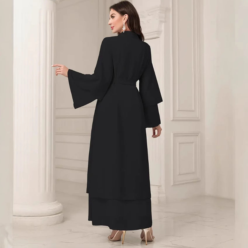 Damen Elegante lange Kimono-Jacke aus fließendem Stoff mit weitem Schnitt R&B