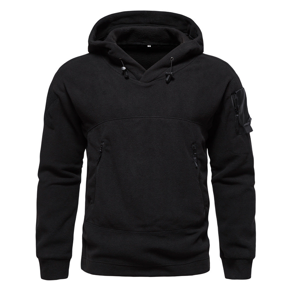 Herren moderne Fleece-Hoodie mit strategischen Reißverschlusstaschen R&B