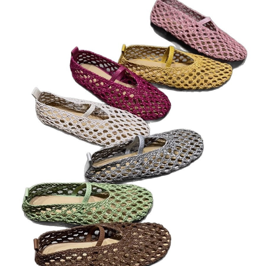 Damen Netz-Ballerinas mit elastischem Riemen und luftiger Oberflächenstruktur