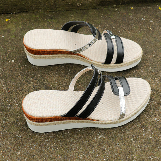 Damen Plateau-Sandalen mit raffinierten Riemen und eleganten Akzenten R&B