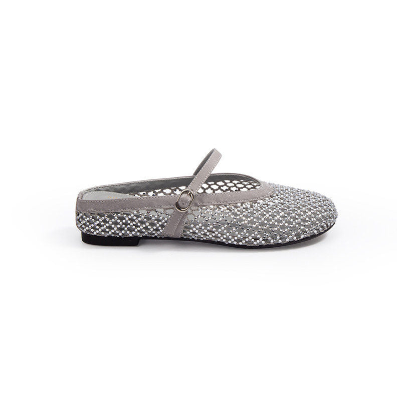 Damen eleganten Ballerinas mit modischem Netzdesign und funkelnden Details R&B
