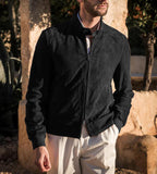 Herren elegante Wildlederjacke mit Stehkragen und seitlichen Eingrifftaschen R&B