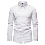 Herren elegantes Langarmhemd mit asymmetrischem Schnitt und luxuriösen Details