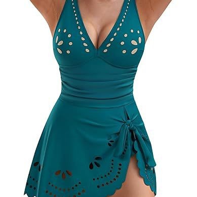 Damen Einteiler Badeanzug mit asymmetrischem Träger und elegantem Schnitt R&B