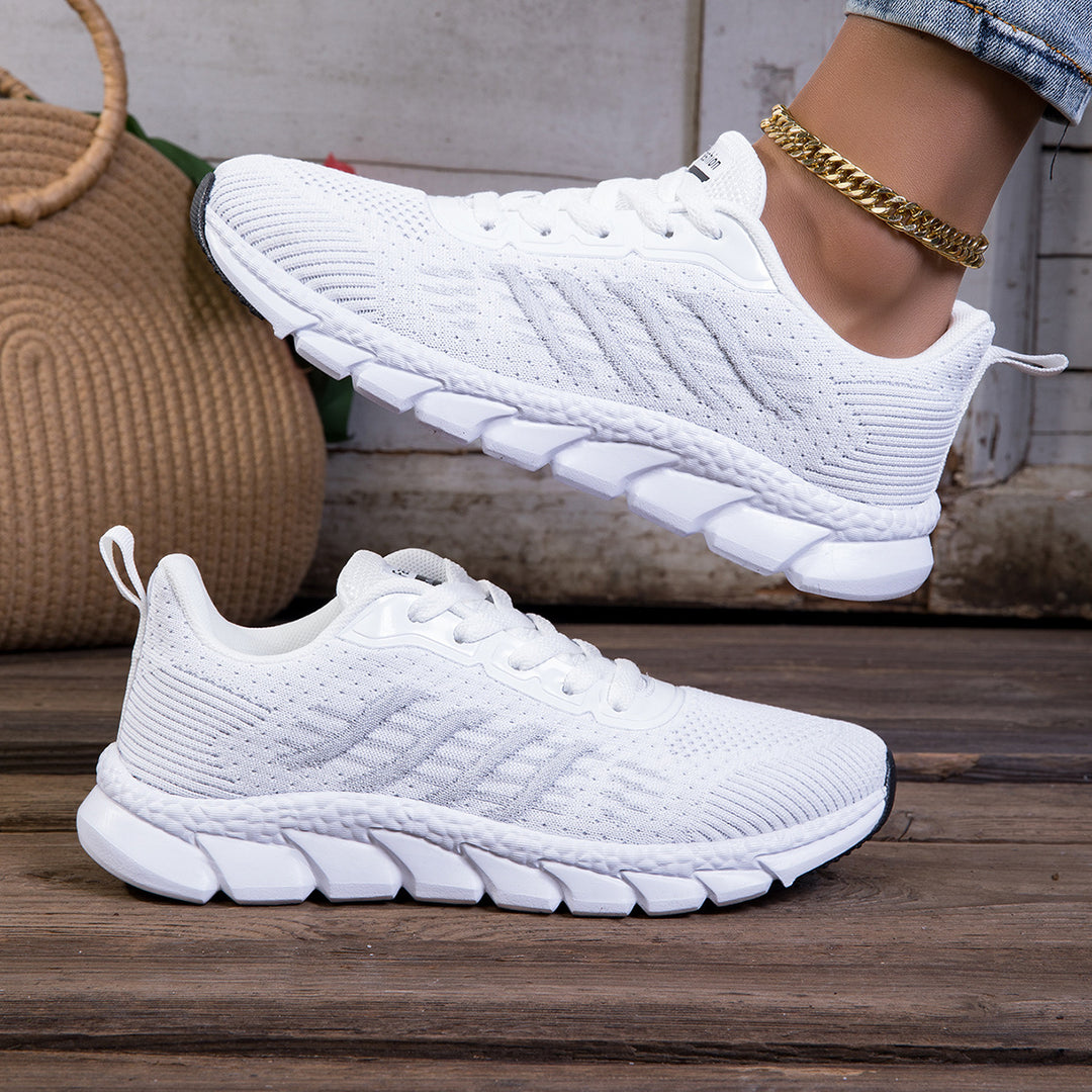 Damen nan gestrickter Schlupf-Sneaker mit elastischem Schaft, Zier-Schnürung und segmentierter Dämpfungssohle R&B