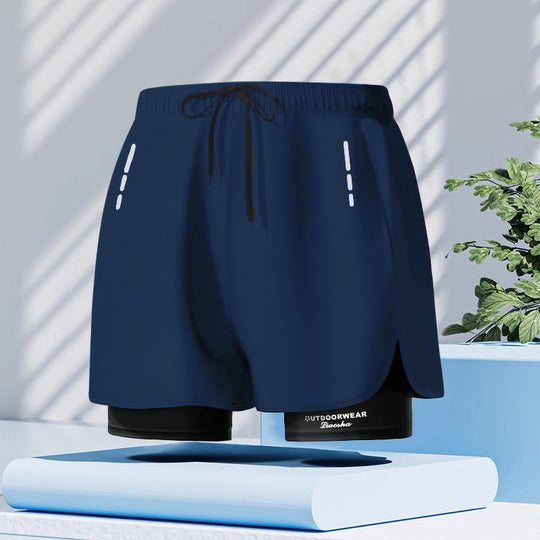 R&B | Doppellagige Herren Sport Fitness Anti-Peinlichkeit Strandhose