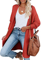 Damen Grobstrick-Cardigan mit offenen Fronten und praktischen Taschen