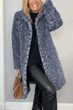 R&B | Mantel - Kunstpelz - Oversized Fit - Reverskragen - Leopardenprint