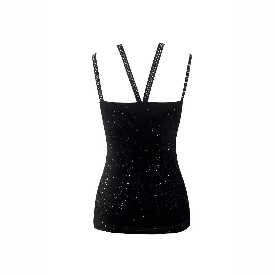 Damen modisches Spaghettiträger-Oberteil mit funkelnden Details R&B
