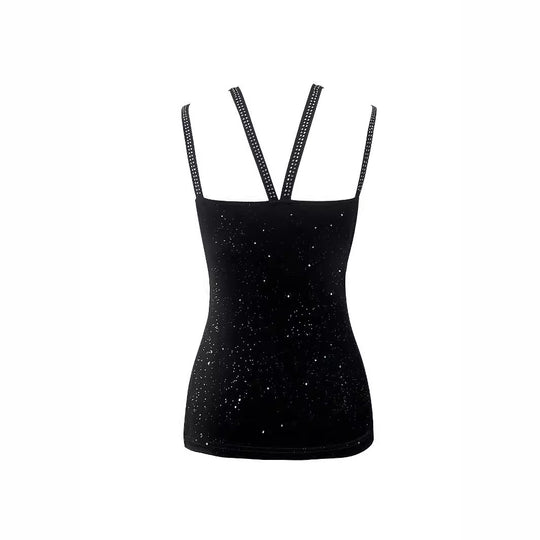 Damen modisches Spaghettiträger-Oberteil mit funkelnden Details R&B
