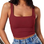 Damen Crop-Top mit quadratischem Ausschnitt und schmalem Schnitt R&B