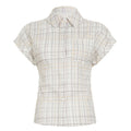 Damen Kurzarm-Karobluse mit tailliertem Schnitt und Knopfdetails R&B