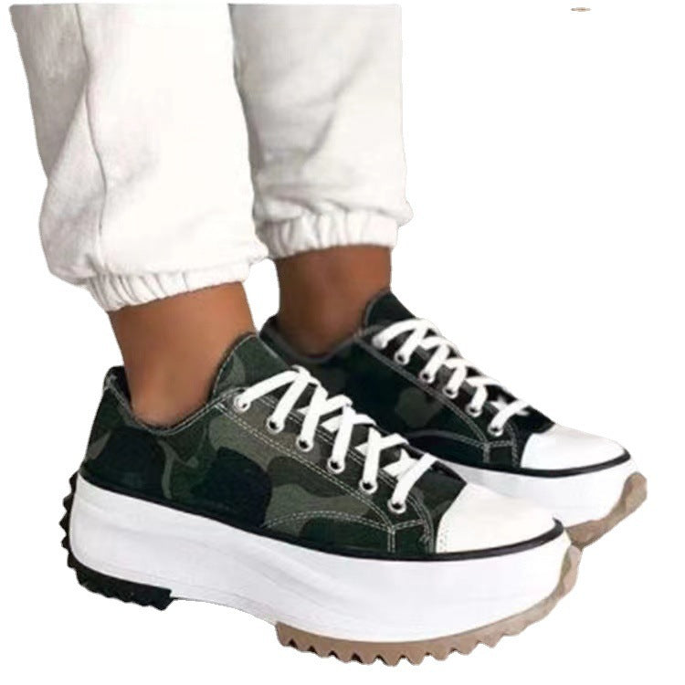 Damen nan Plateausneaker mit gezahnter Profilsohle, Canvas-Obermaterial und verstärkter Zehenkappe R&B