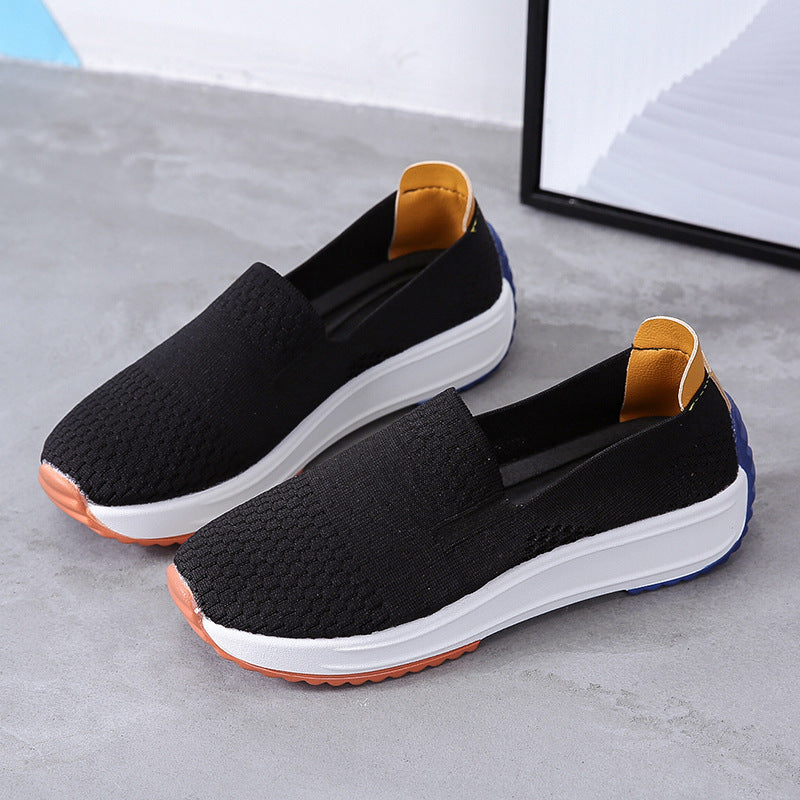 Damen sportliche Slip-On Sneakers mit atmungsaktiver Strickoberfläche R&B