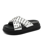 Damen Glitzernde Schlappen mit modischem Riemendesign und rutschfester Sohle R&B