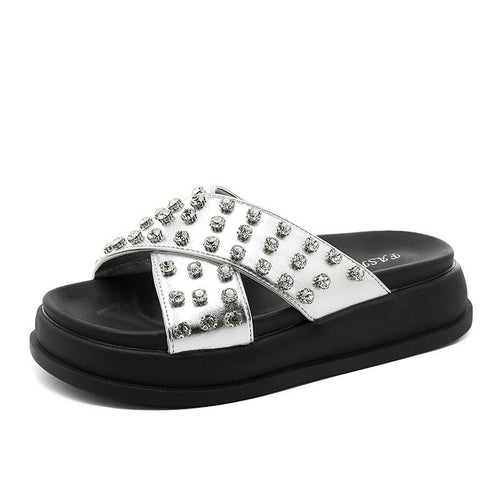 Damen Glitzernde Schlappen mit modischem Riemendesign und rutschfester Sohle R&B