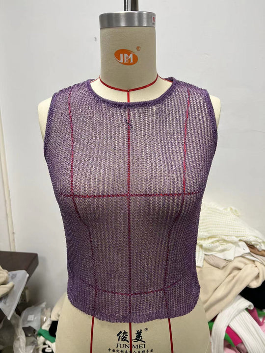 Damen glitzerndes Stricktop mit gerafftem Minirock R&B