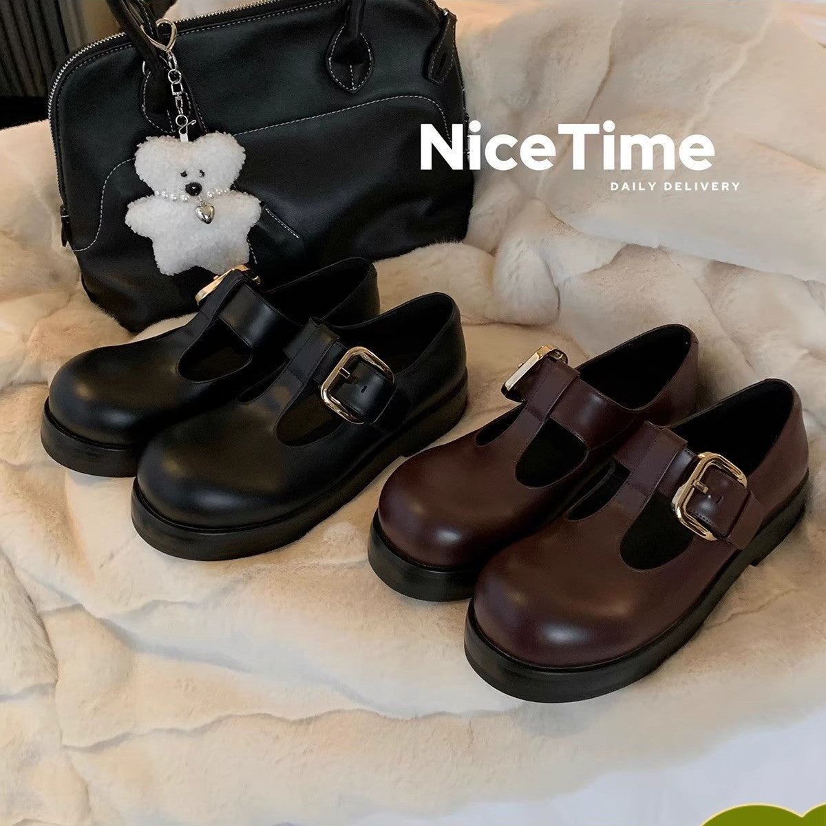 Damen elegante Mary Jane Schuhe mit modischem Schnallenverschluss