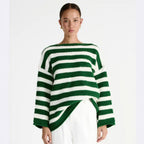 Damen lässiger Oversize-Pullover mit Streifenmuster R&B