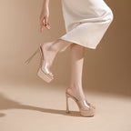 Damen High Heel Plateau-Sandalen mit extra hohem Absatz und elegantem Riemendesign R&B