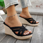 Damen Elegante Keil-Sandalen mit breiten Riemen